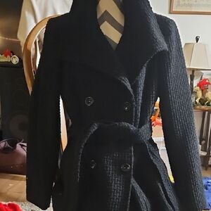 Calvin Klein Black Double-Breasted Pea Coat